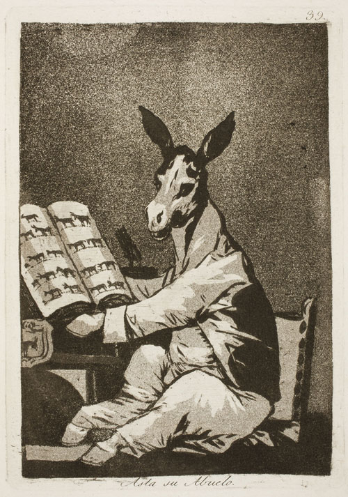 F. Goya, Los Caprichos, 1799 – Tavola 39, Asta su Abuelo